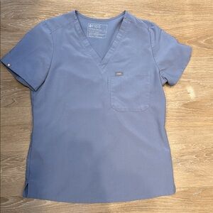 Figs Slate Blue V-Neck Scrub Top